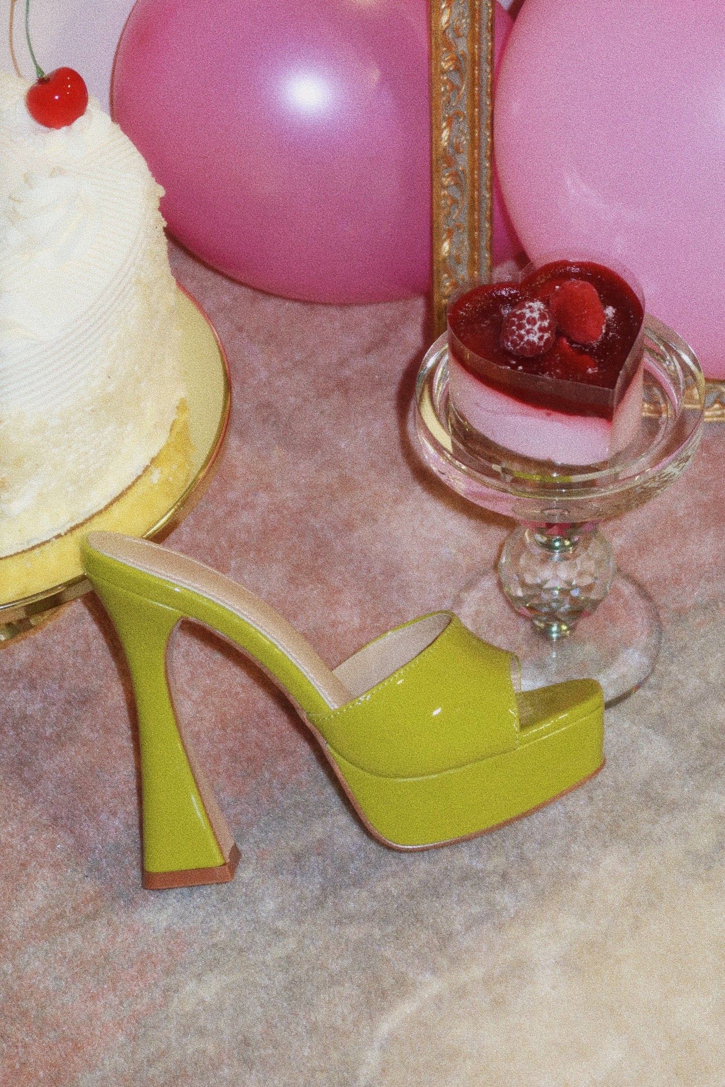 « Audace » — Mules Peep-Toe à Plateforme Chunky, Vert Citron