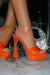 « Audace » — Mules Peep-Toe à Plateforme Chunky, Orange