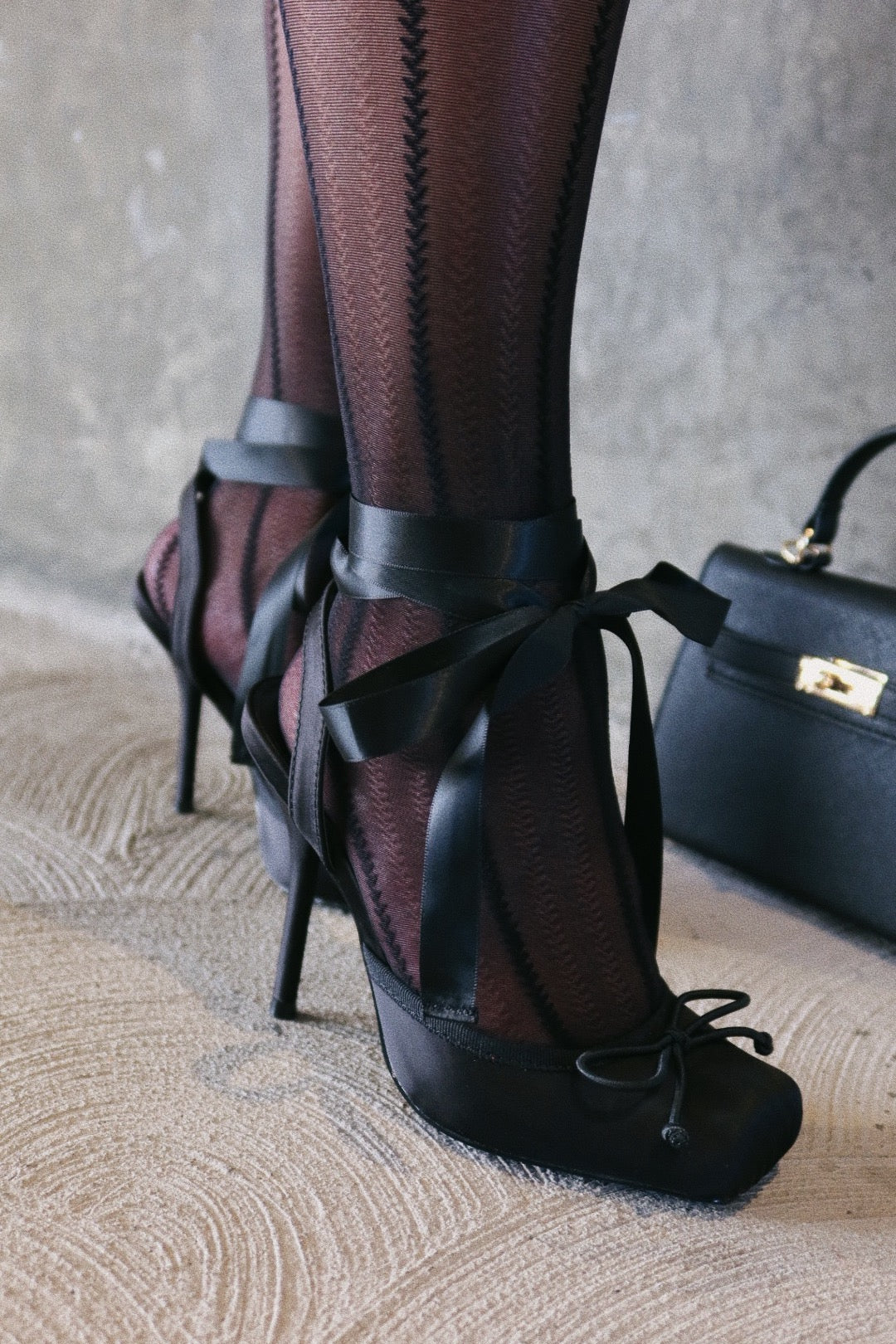 Arabesque Escarpins Ballet Lacés Noir