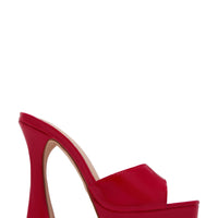 « Audace » — Mules Peep-Toe à Plateforme Chunky, Rouge