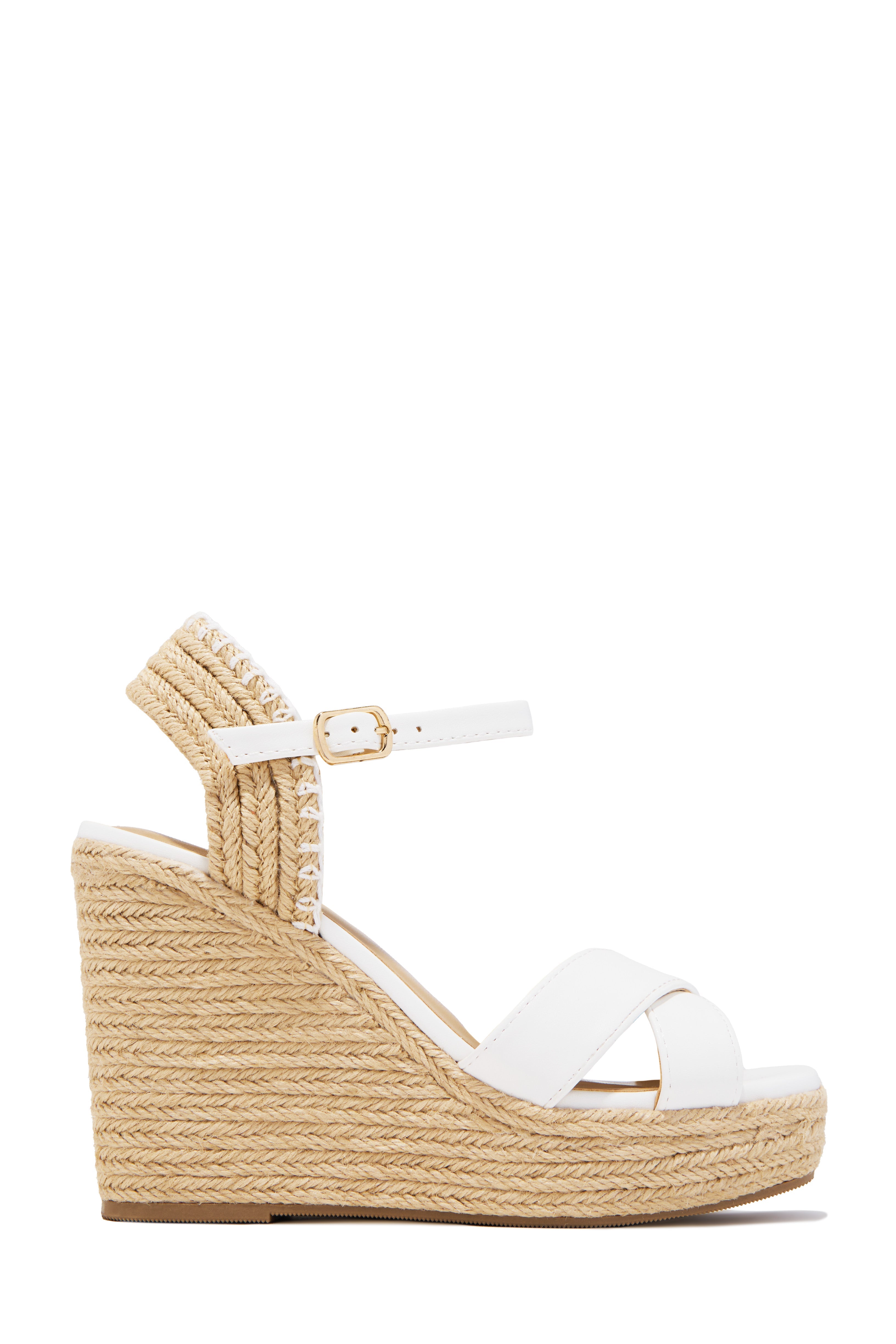 « Riviera » — Sandales Compensées Espadrilles, Blanc