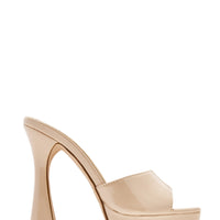 « Audace » — Mules Peep-Toe à Plateforme Chunky, Nude