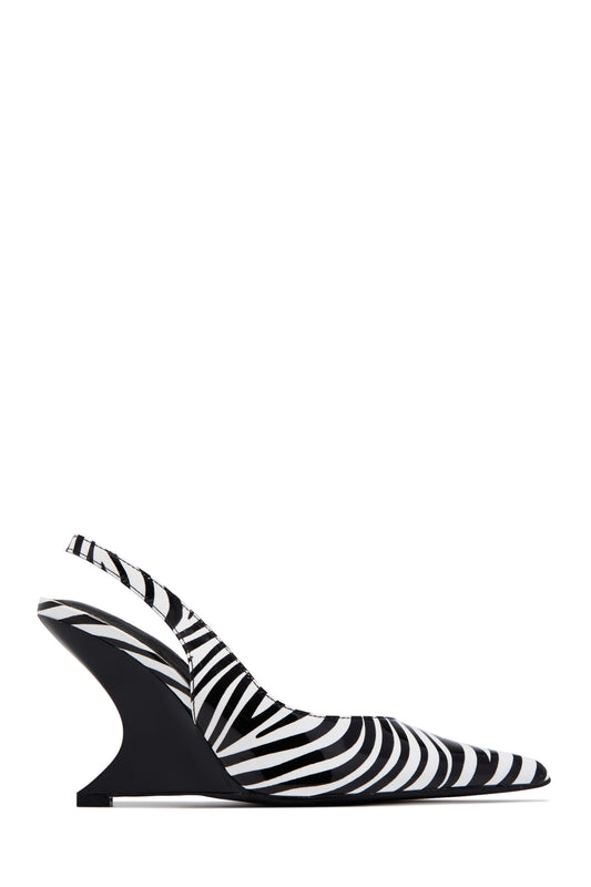 « Élancée » — Escarpins Compensés Slingback, Zèbre