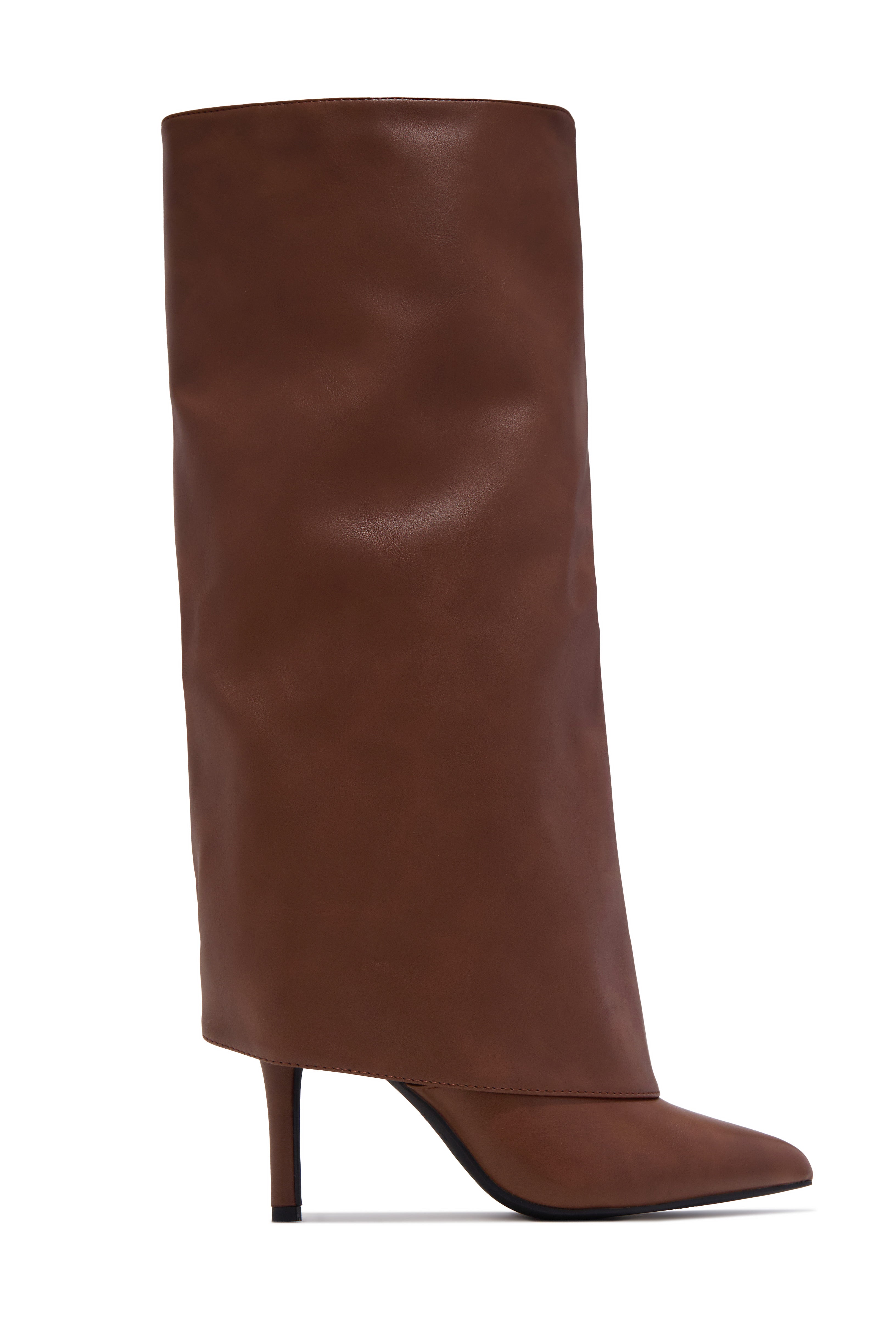 « Ambre Cavalière » — Bottes hautes à talon aiguille, Cognac
