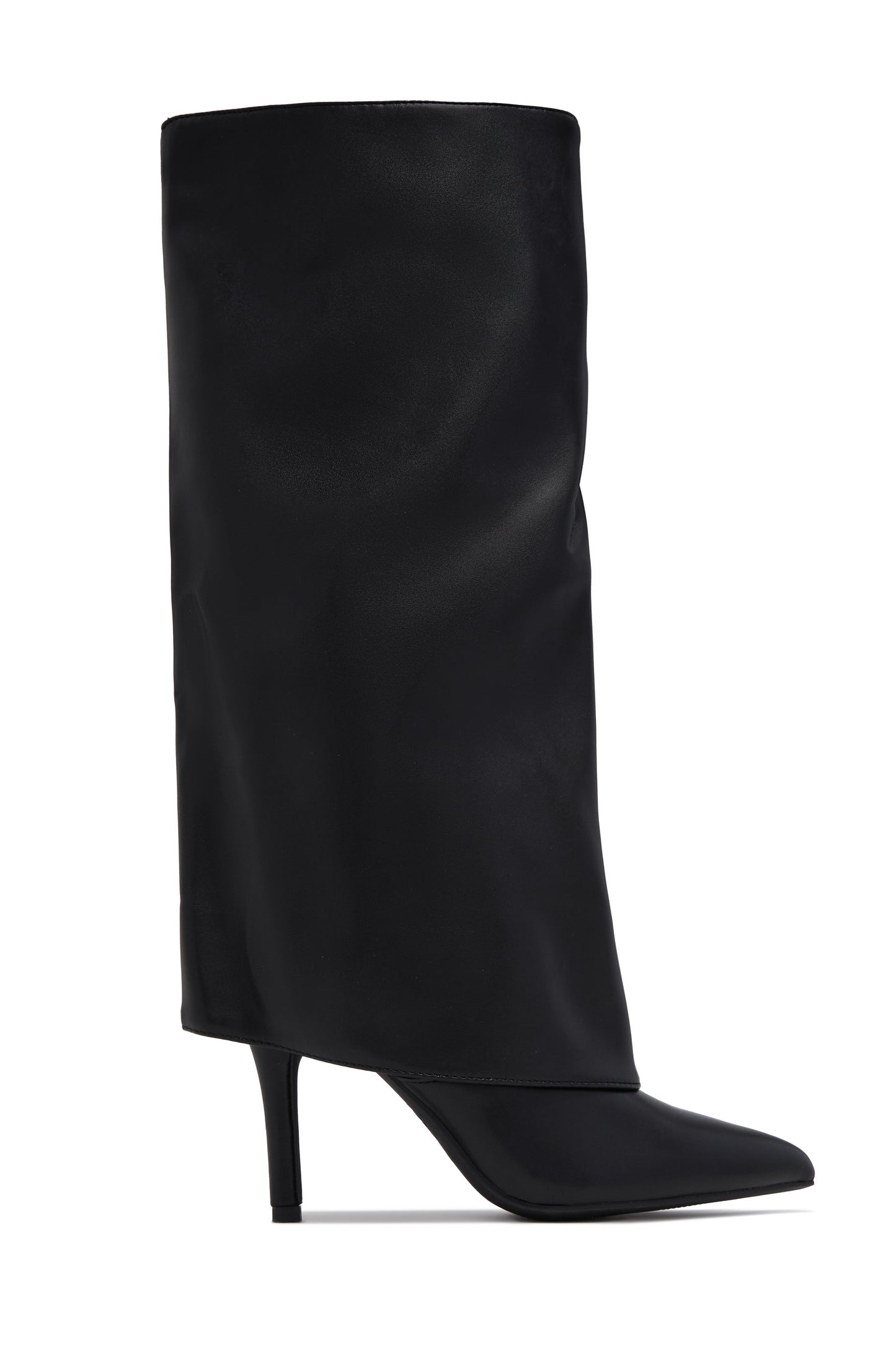 « Minuit Sculpté » — Bottes hautes à talon aiguille, Noir