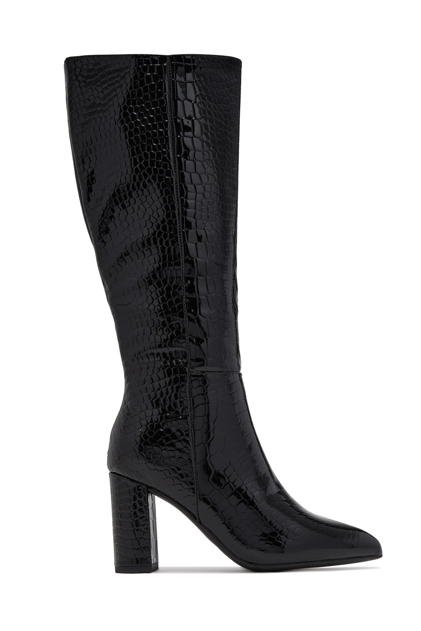 « Croco Fauve » — Bottes Montantes à Talon Bloc, Noir Croco