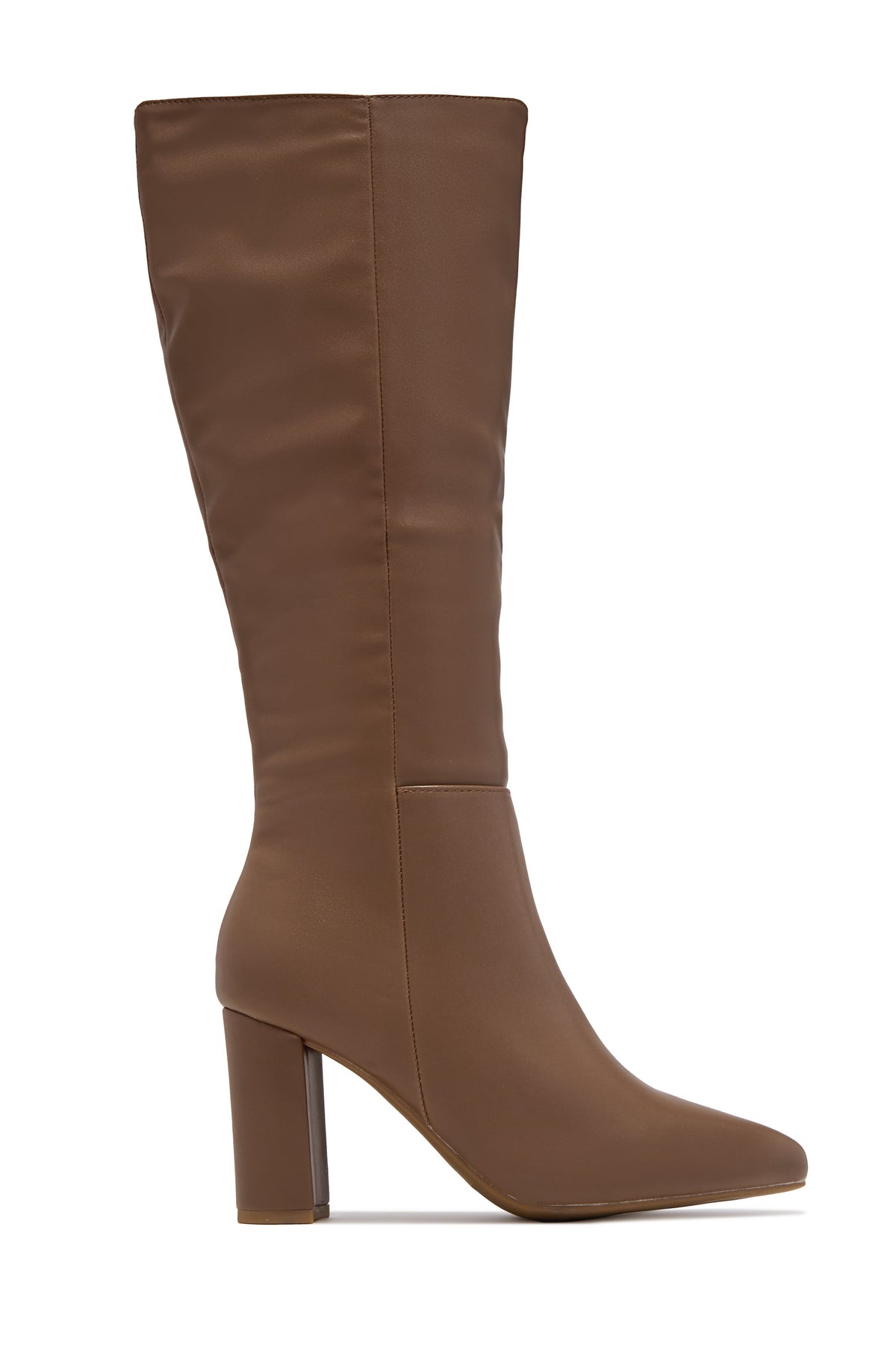 « Sable Doux » — Bottes Hautes à Talon Bloc, Taupe