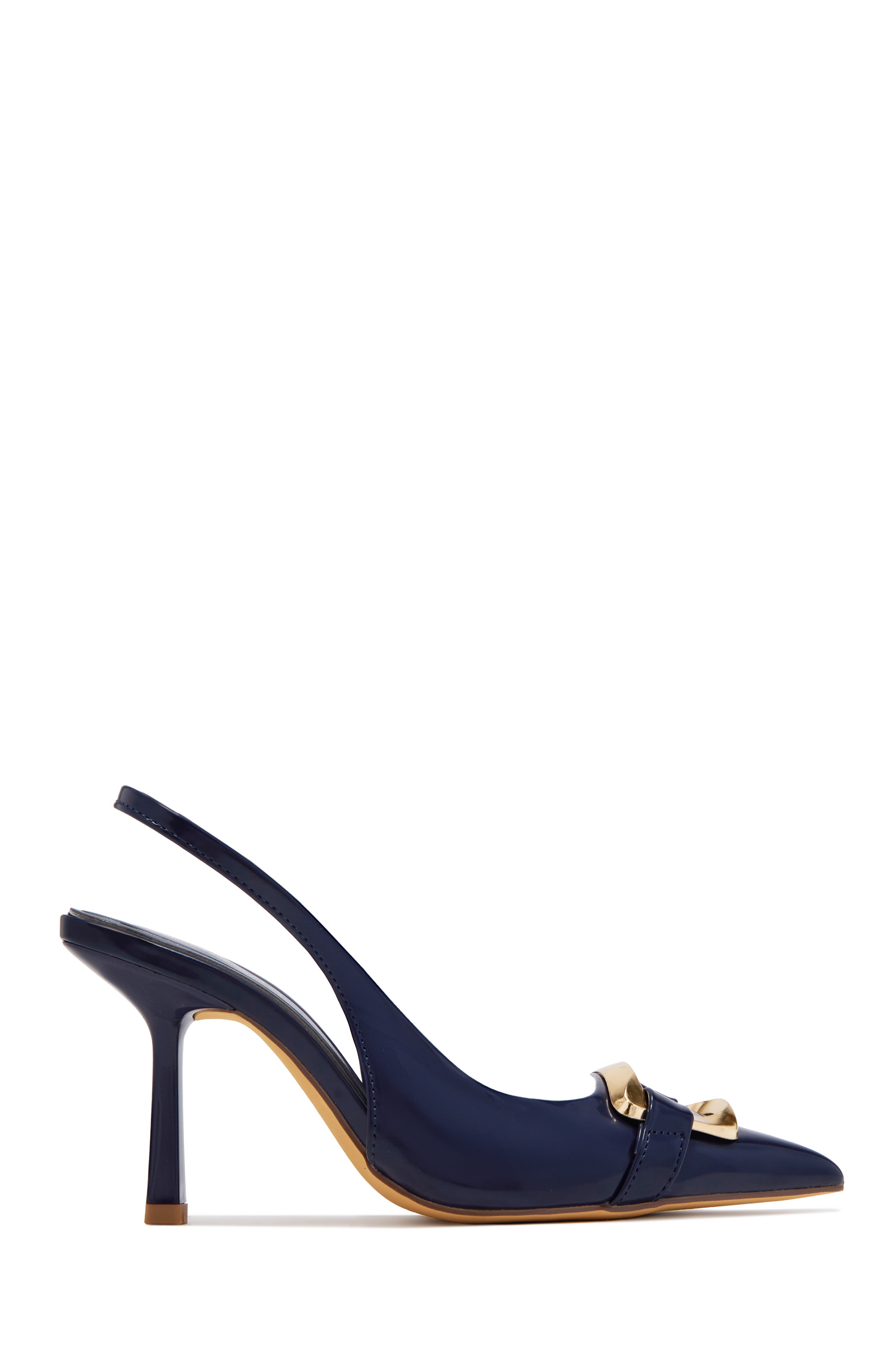 « Nuit Marine » — Escarpins Slingback à Bout Pointu, Bleu Marine