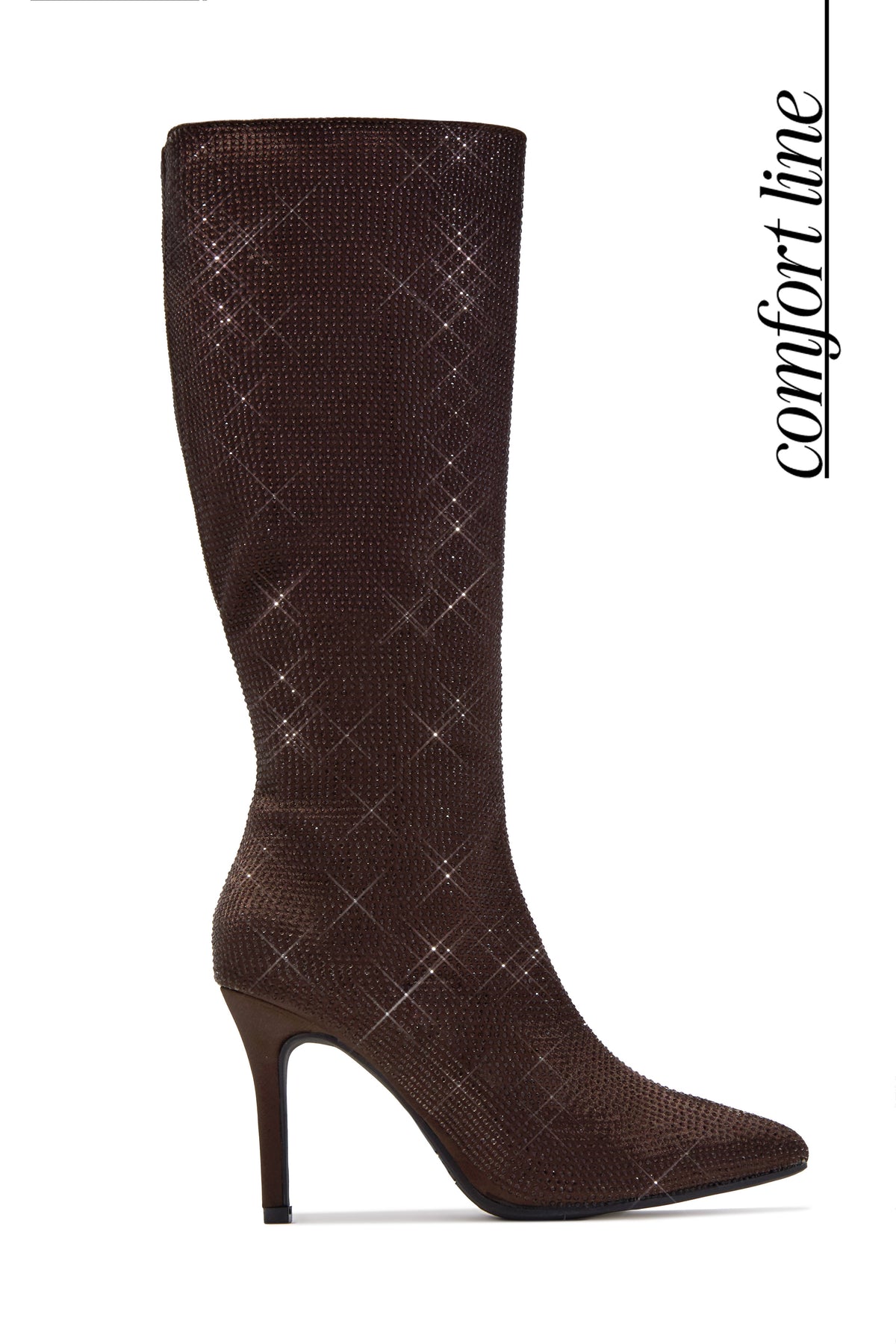 « Ambre Brun » — Bottes Hautes à Strass, Marron