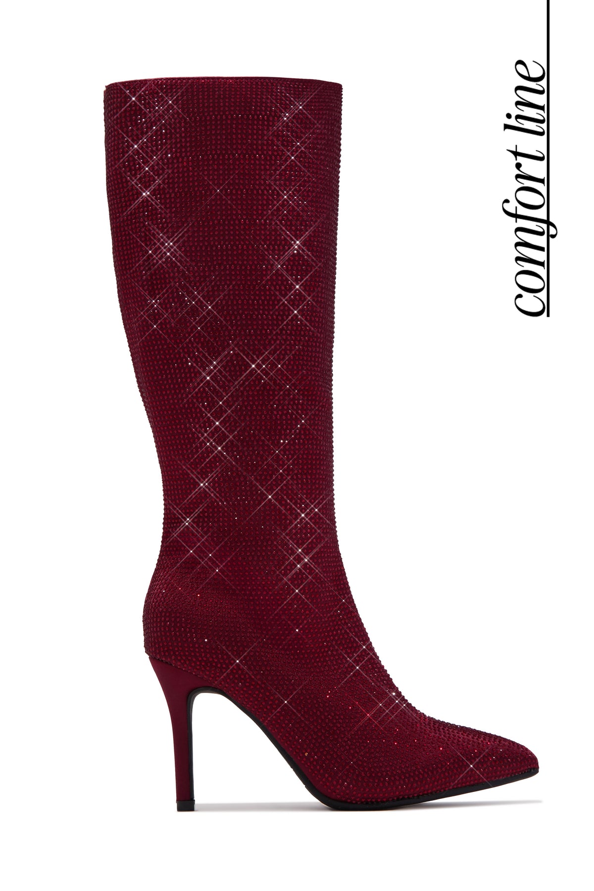 « Éclat Rubis » — Bottes Hautes à Strass, Bordeaux