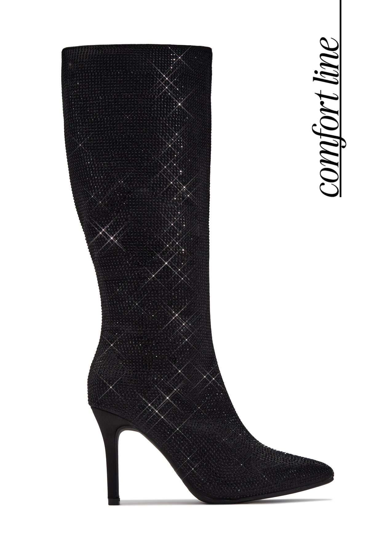 « Nuit Scintillante » — Bottes Hautes à Strass, Noir