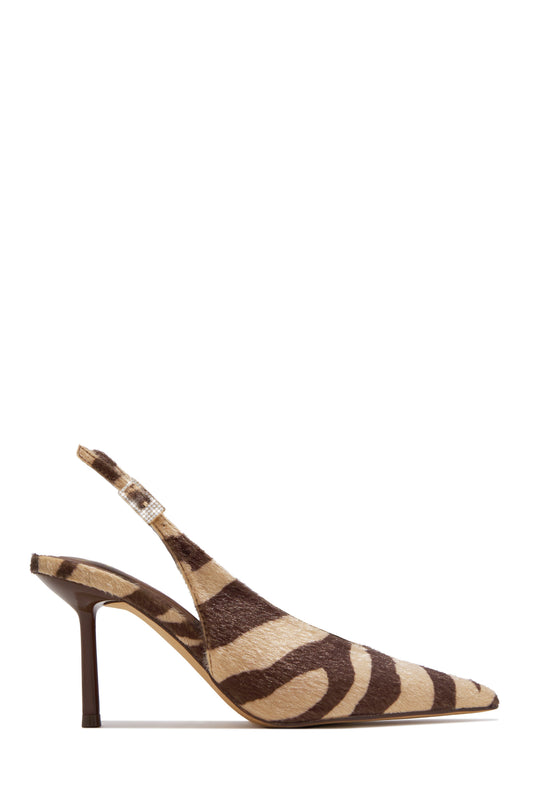 « Mirage Fauve » — Escarpins Slingback à Bout Pointu, Tigre Marron