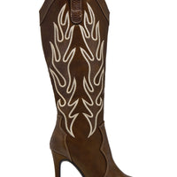 « Flamme Sauvage Marron » — Bottes Western à Talon Aiguille, Marron