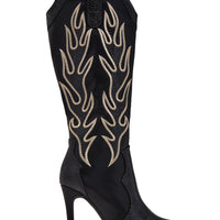 « Flamme Sauvage Noir » — Bottes Western à Talon Aiguille, Noir