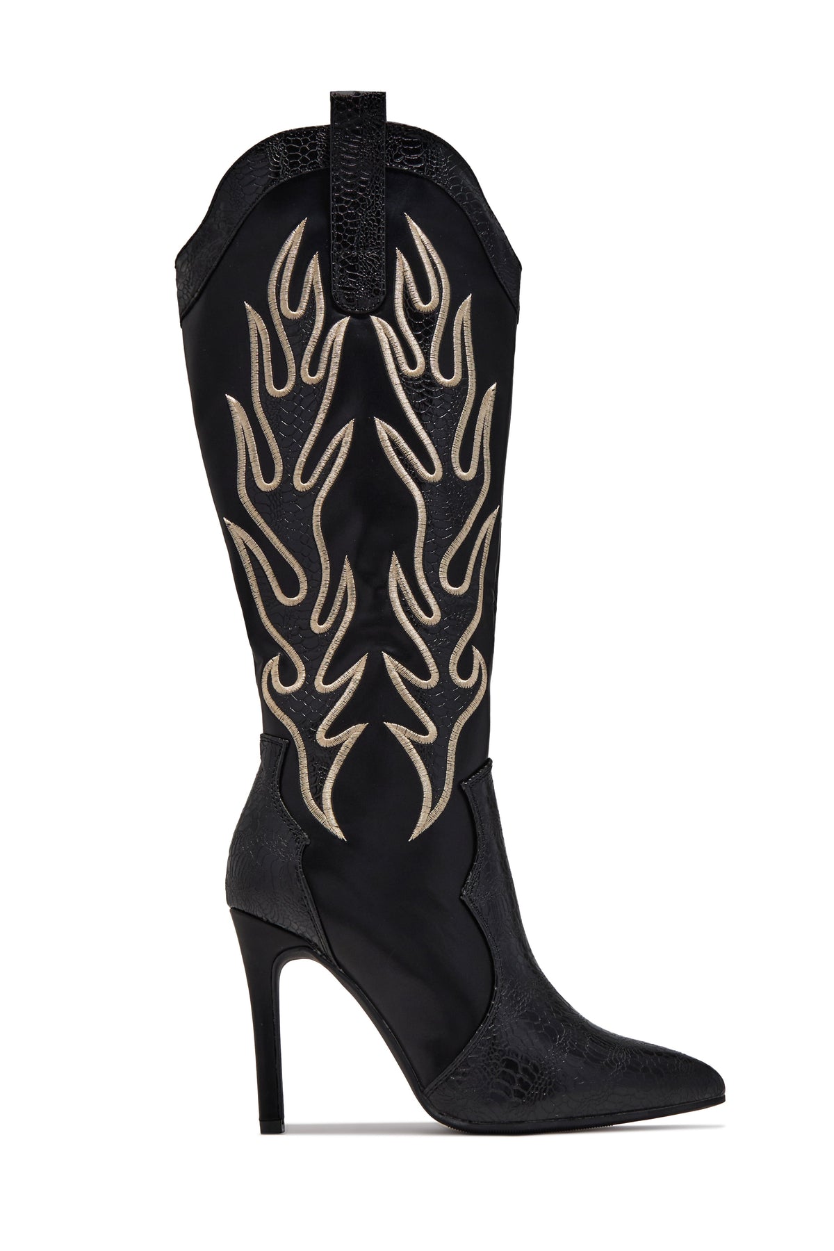 « Flamme Sauvage Noir » — Bottes Western à Talon Aiguille, Noir