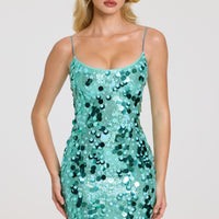 « Écume » — Robe Mini à Sequins, Vert Écume