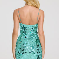 « Écume » — Robe Mini à Sequins, Vert Écume