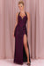 « Aurore Bronzée » — Robe Longue Dos-Nu Ornée, Rose Fuchsia