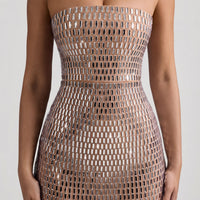 « Amaya » — Robe Longue Bandeau Ornée, Amande