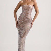 « Amaya » — Robe Longue Bandeau Ornée, Amande