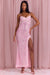 « Dentelle Rosée » — Robe Longue Bordée de Dentelle, Rose Poudré