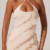 « Calico » — Robe Longue Croisée à Volants, Ivoire