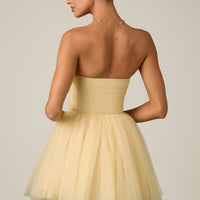 « Dottie » — Robe Mini Corset en Tulle, Jaune