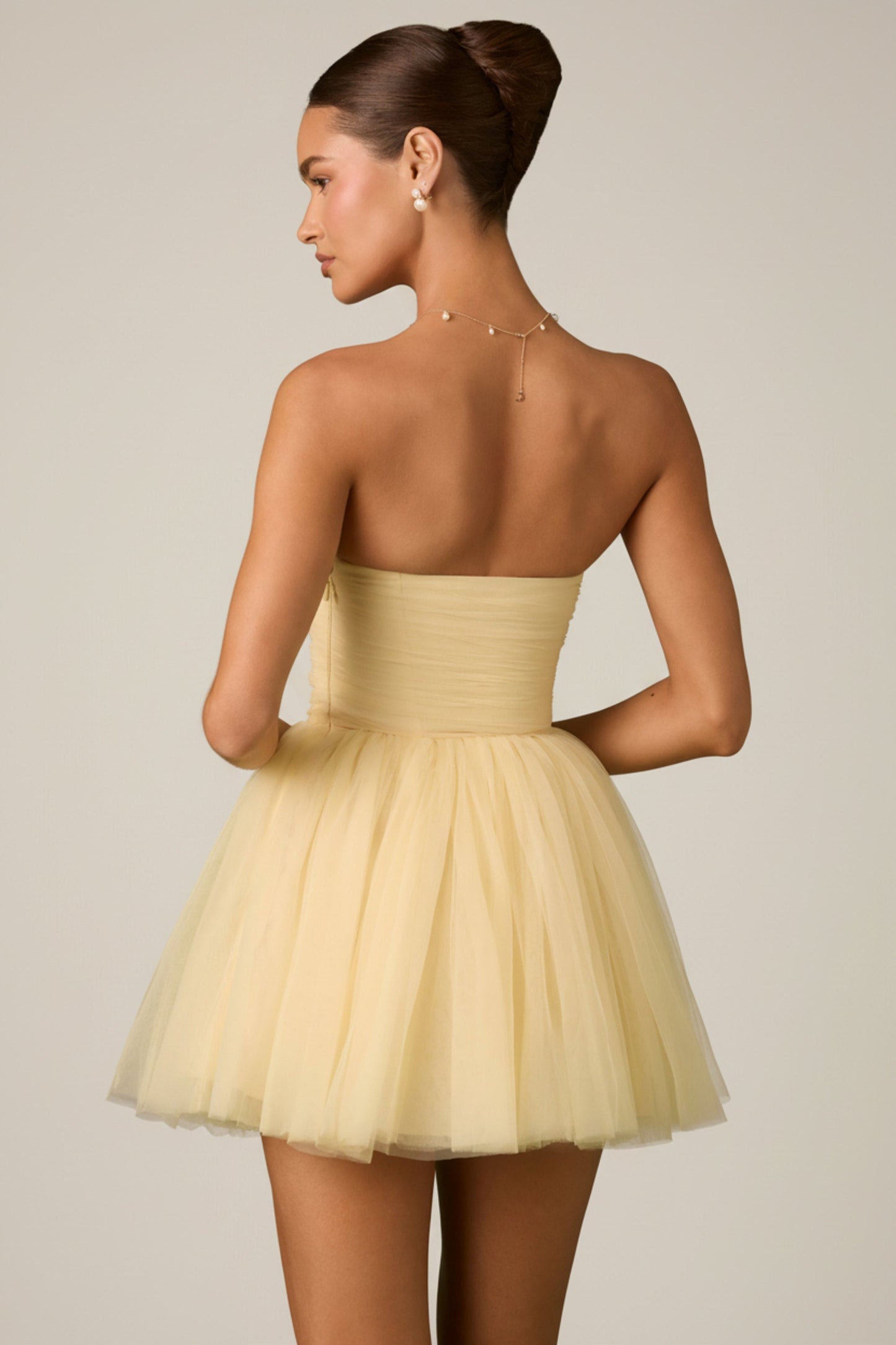« Dottie » — Robe Mini Corset en Tulle, Jaune