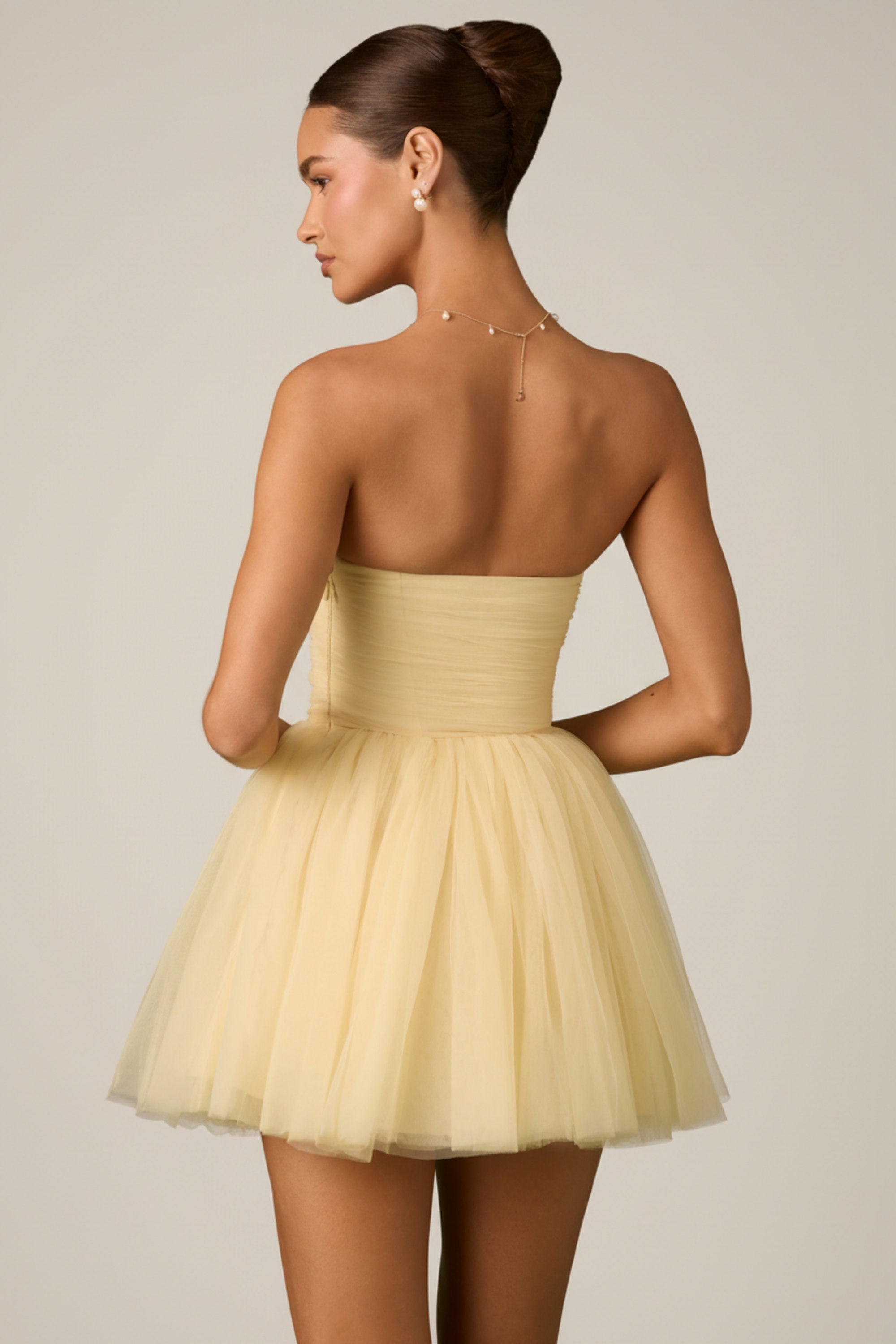 « Dottie » — Robe Mini Corset en Tulle, Jaune