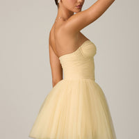« Dottie » — Robe Mini Corset en Tulle, Jaune