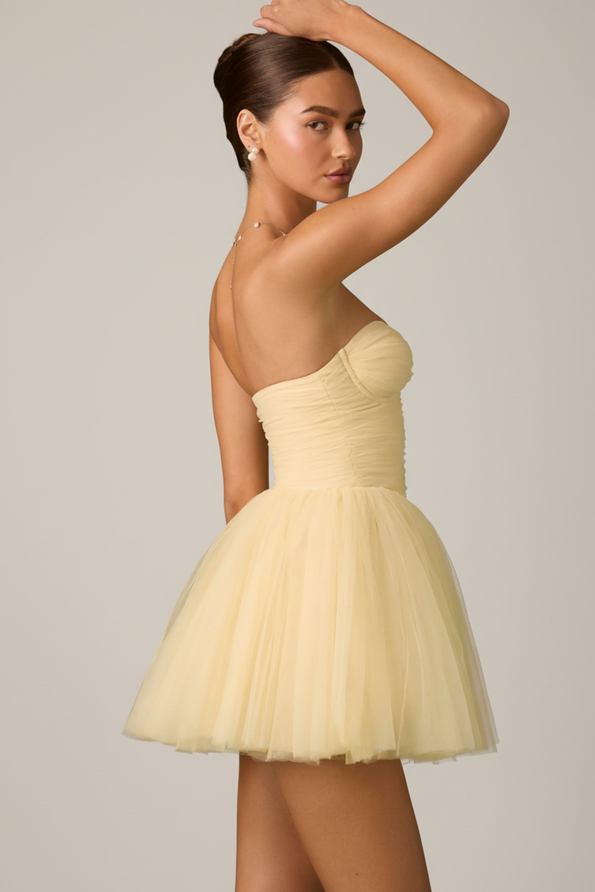 « Dottie » — Robe Mini Corset en Tulle, Jaune