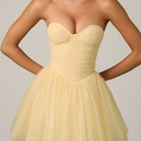 « Dottie » — Robe Mini Corset en Tulle, Jaune