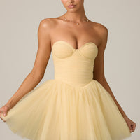 « Dottie » — Robe Mini Corset en Tulle, Jaune