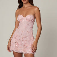 « Ingénue » — Robe Courte Bandeau Pailletée, Rose Ballet