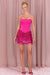 « Rhapsodie Dorée » — Robe Courte Corset à Franges, Rose Fuchsia