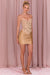 « Éclat Impérial » — Robe Courte Corset Orné, Or