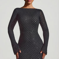 « Grazina » — Robe Mini Manches Évasées Dos Nu, Noir