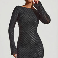 « Grazina » — Robe Mini Manches Évasées Dos Nu, Noir