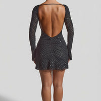 « Grazina » — Robe Mini Manches Évasées Dos Nu, Noir