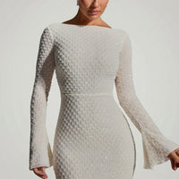 « Grazina » — Robe Mini Manches Évasées Dos Nu, Blanc