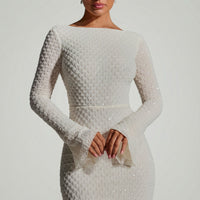 « Grazina » — Robe Mini Manches Évasées Dos Nu, Blanc