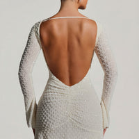 « Grazina » — Robe Mini Manches Évasées Dos Nu, Blanc