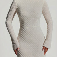 « Grazina » — Robe Mini Manches Évasées Dos Nu, Blanc