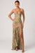« Corolle » — Robe Longue Corset Fronces Fendue, Imprimé Floral