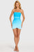 « Brume » — Robe Mini Bodycon Maille Dégradée, Bleu Ombré