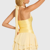 « Soie » — Robe Mini Satin Corset, Beurre