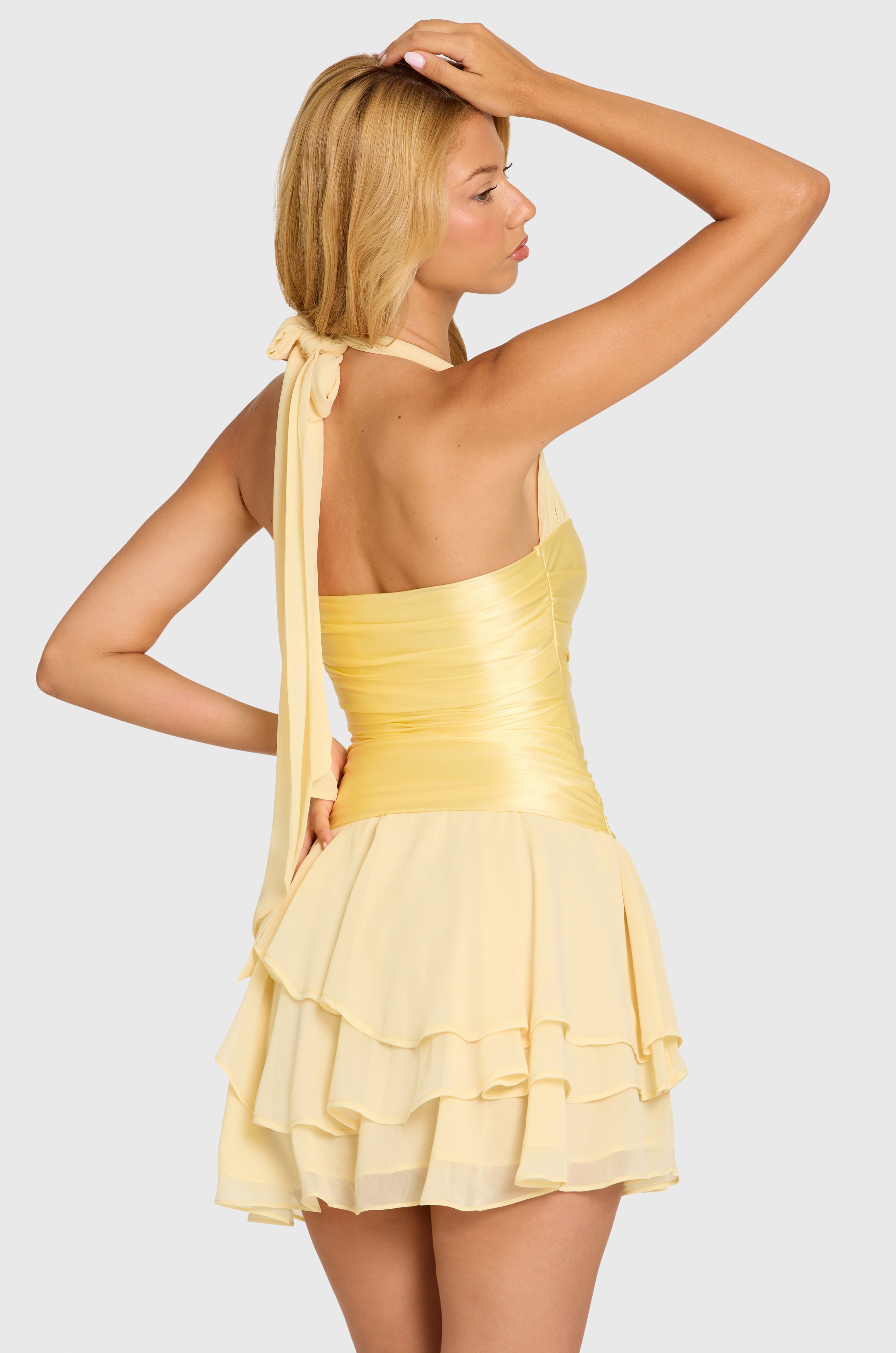 « Soie » — Robe Mini Satin Corset, Beurre