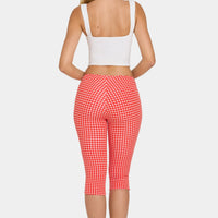 « Balade » — Pantalon Capri Taille Basse, Rouge Vichy — jiblia.store