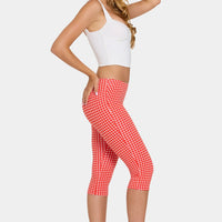 « Balade » — Pantalon Capri Taille Basse, Rouge Vichy — jiblia.store