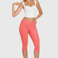 « Balade » — Pantalon Capri Taille Basse, Rouge Vichy — jiblia.store